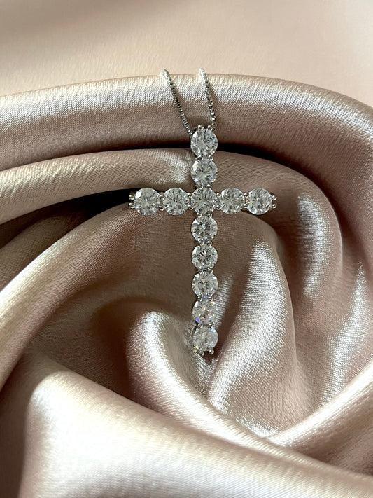 Belle Cross Necklace | Silver